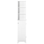 Homcom Bathroom Column with 3 -level shelf and locked locker, in MDF and chipboard, 34x20x165 cm, white - Borgè