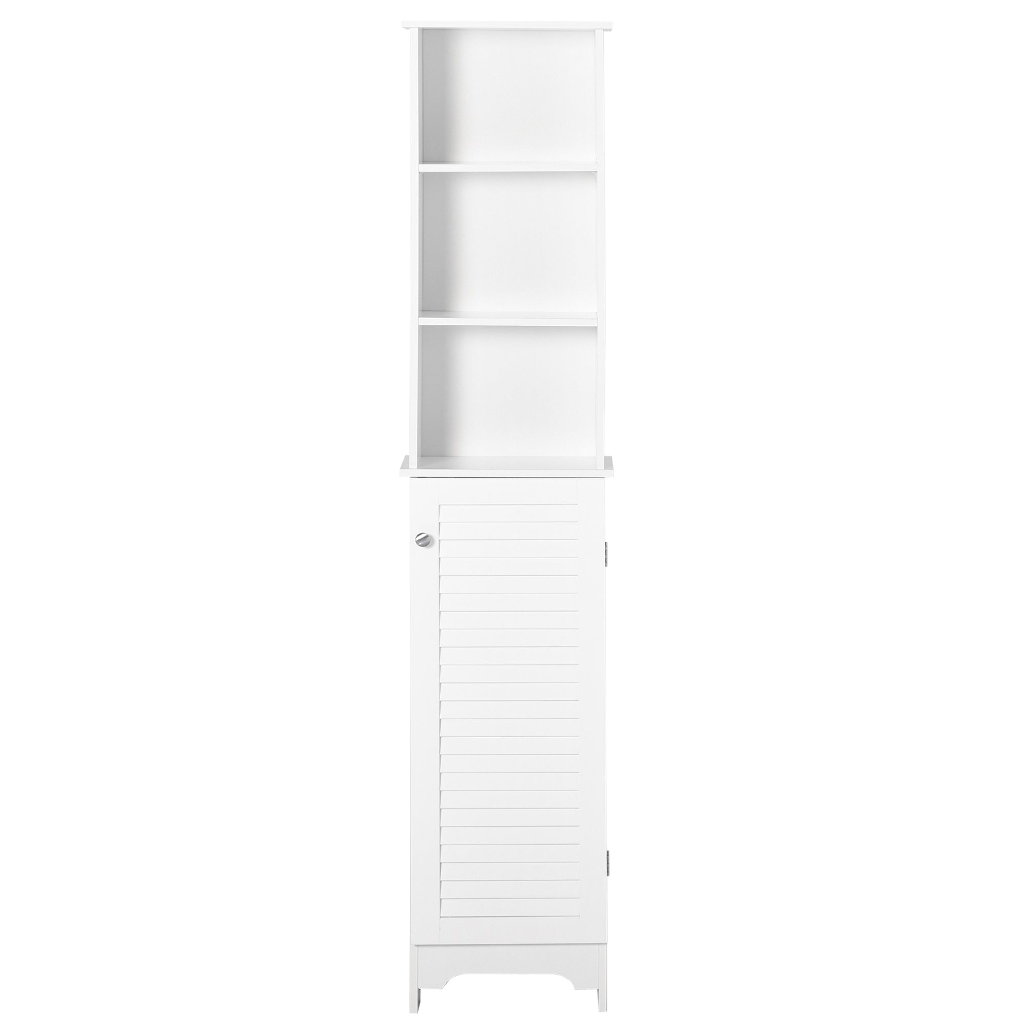 Homcom Bathroom Column with 3 -level shelf and locked locker, in MDF and chipboard, 34x20x165 cm, white - Borgè
