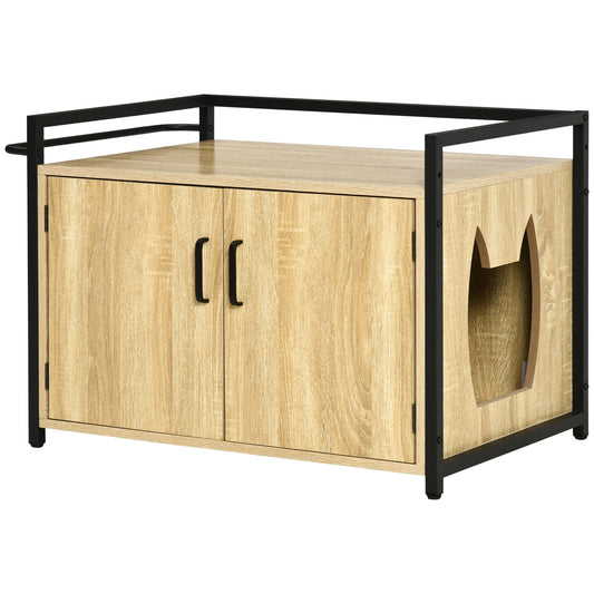 PAWHUT MOBILE WITH 2 ATHER LETTER and SIDE ENTRANCE, 82.3x51x54cm, Wood and Black Color - Borgè