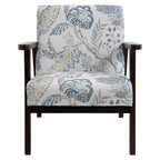 Seat for Living Room Padded armchair with wooden armrests and fabric - Borgè