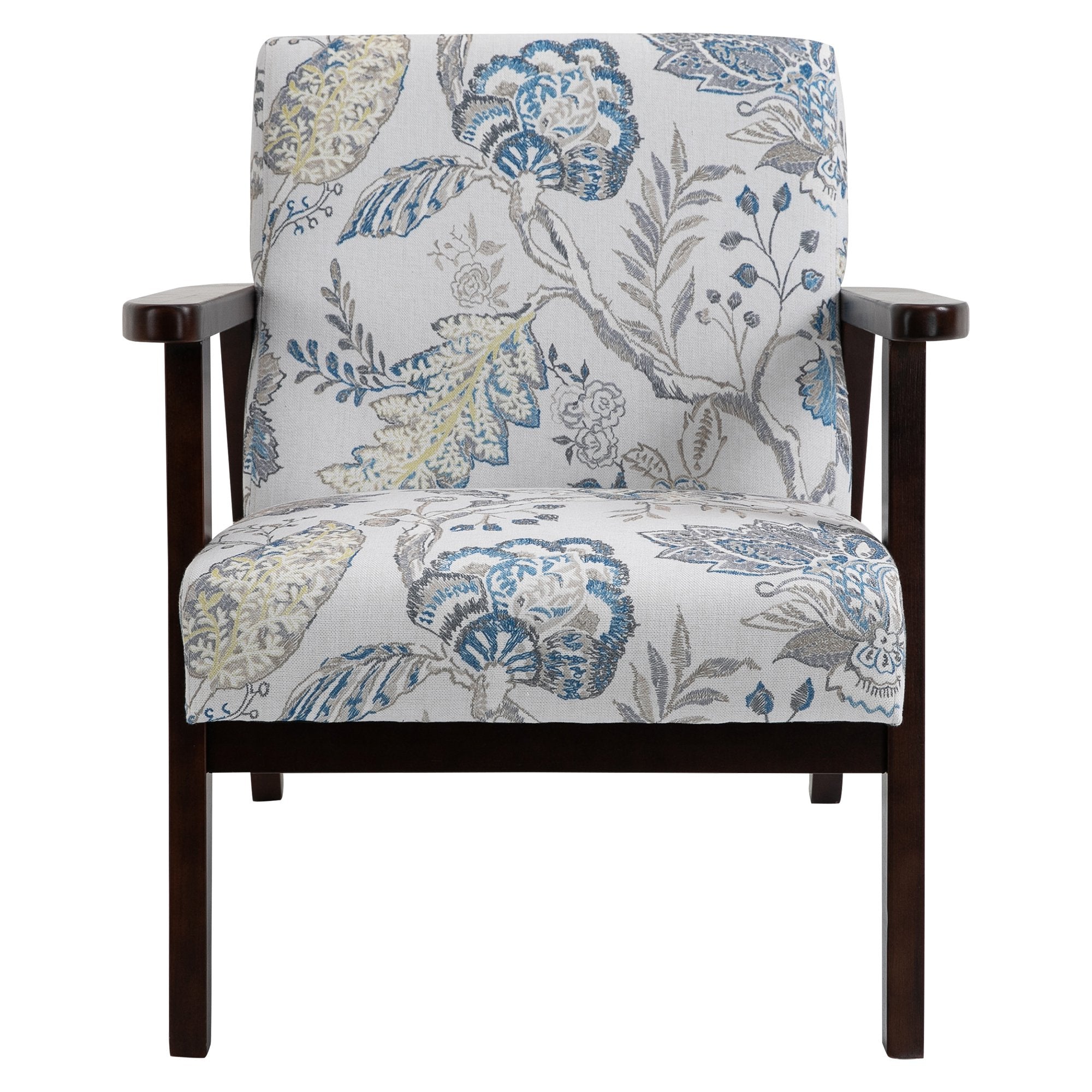 Seat for Living Room Padded armchair with wooden armrests and fabric - Borgè