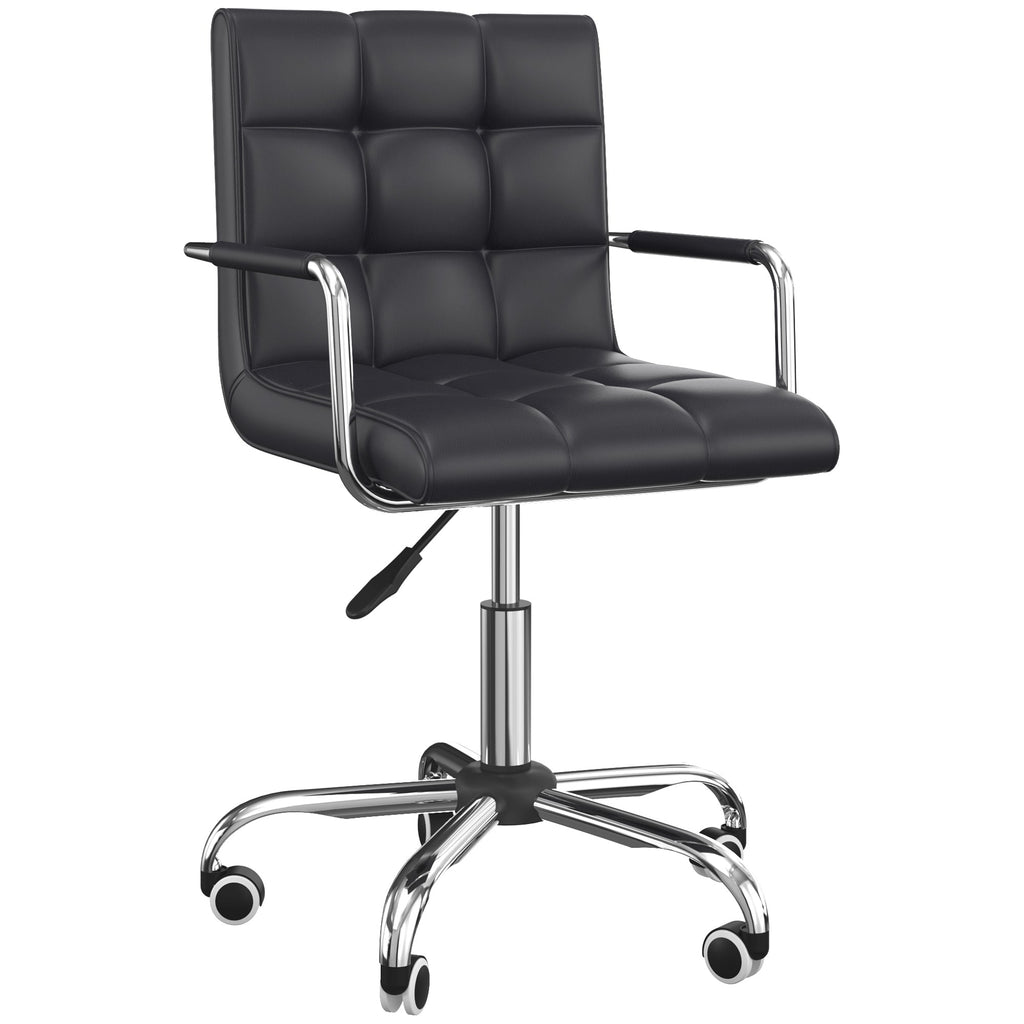 Office chair in black-like with 5 swivel wheels, padding and adjustable height, 52.5x54x84-99cm - Borgè