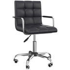 Office chair in black-like with 5 swivel wheels, padding and adjustable height, 52.5x54x84-99cm - Borgè