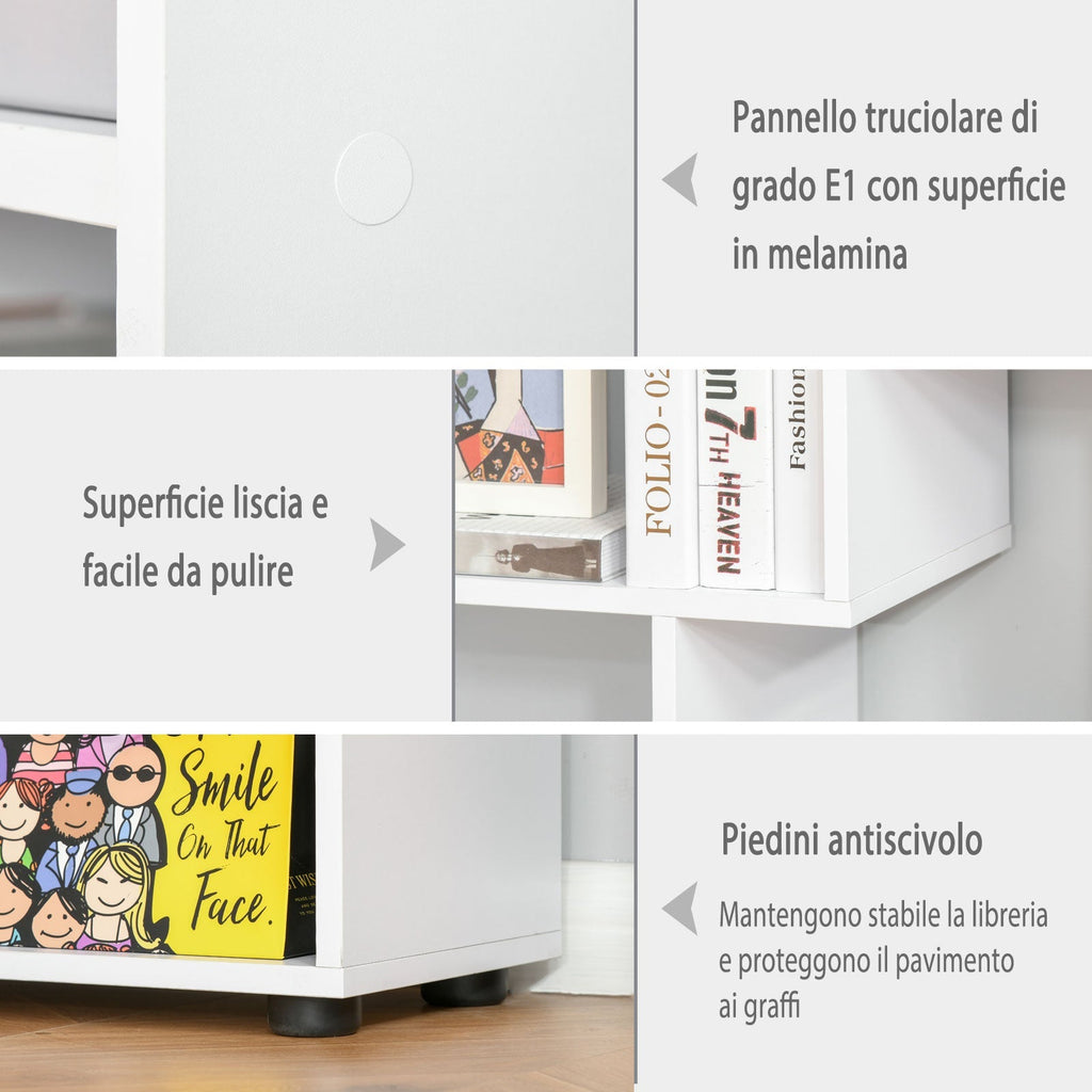 Homond bookcase Modern Design Shelf with 8 Slacel Wooden Wooden Shelves, Home Furniture and Office, 70x24x178cm White - Borgè