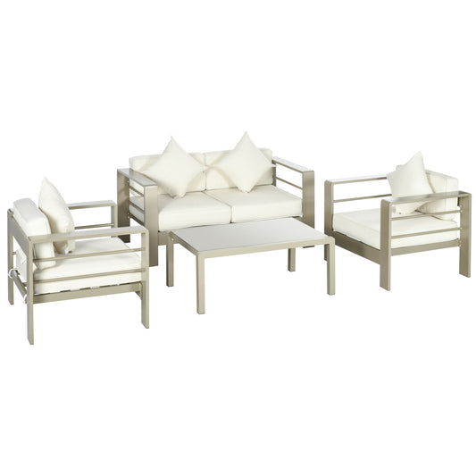 Outsunny Garden Set 4 pieces with 2 armchair sofa and table with golden flap cushions - Borgè