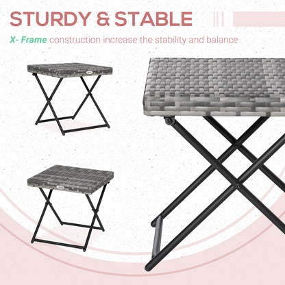 Outsunny Garden table folding saving sausage in Rattan Synthetic and steel, 40x40x40cm, gray - Borgè