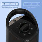 Column 3 -speed ventilator with 70 Â° oscillation, round flat and transport handle, 50W power, Ñ„20x78.5cm black - Borgè