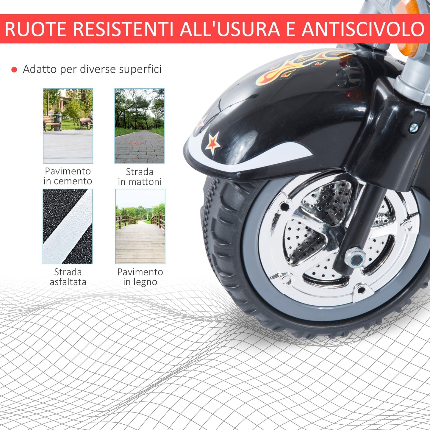 electric motorcycle for children with 3 6v wheels, black - Borgè