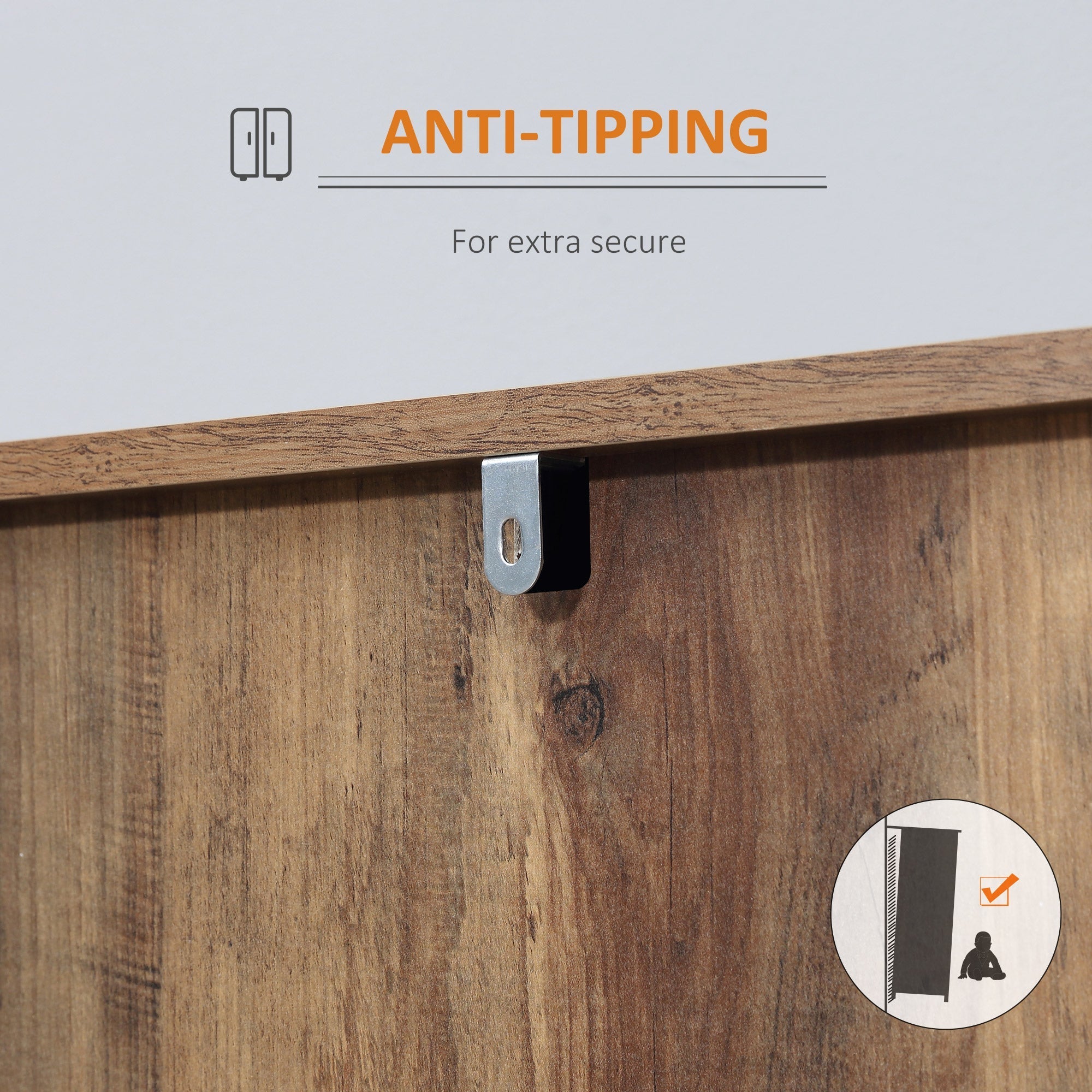 Modern Sideboard in Chipboard and Metal with 2 Cabinets with 2 Doors with Shelves and 3 Drawers, 120x39.5x77 cm - Borgè