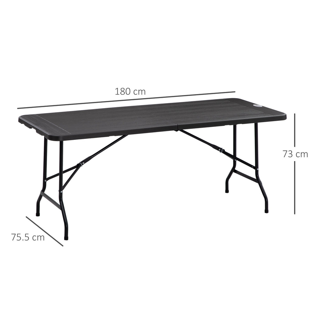 Folding Garden Table for 6 People in Steel and HDPE, 180x75.5x73cm, Dark Grey - Borge' Group Limited