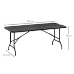Folding Garden Table for 6 People in Steel and HDPE, 180x75.5x73cm, Dark Grey - Borge' Group Limited