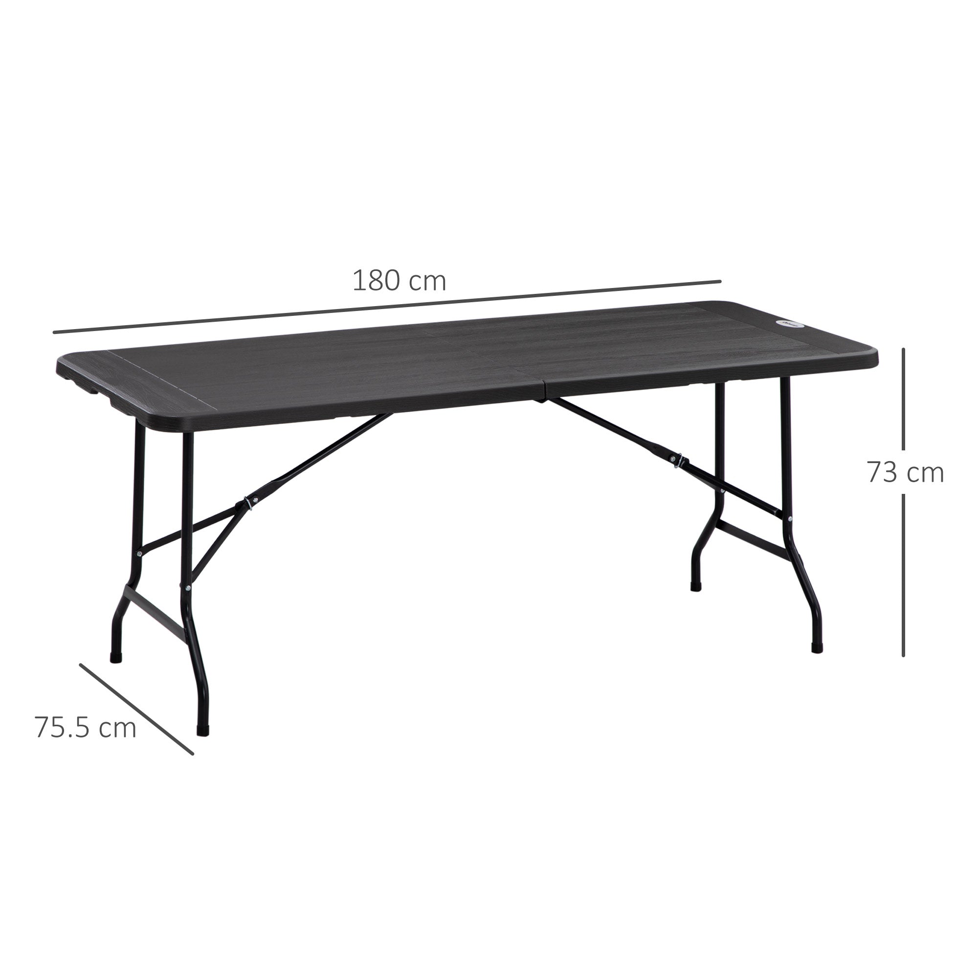 Folding Garden Table for 6 People in Steel and HDPE, 180x75.5x73cm, Dark Grey - Borge' Group Limited