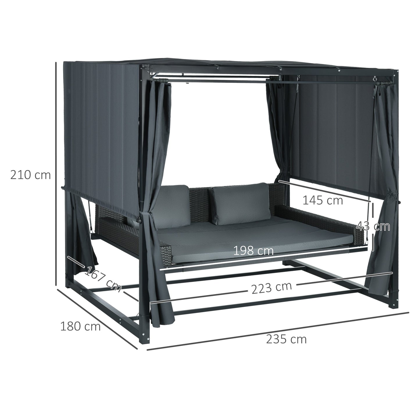 NEWBERRY | 2 Seater Garden Swinger / Rocking Bed and Pergola - Borgè