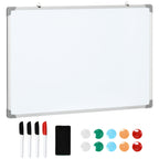 rectangular white magnetic whiteboard with 4 markers, 1 rubber and 10 magnets included, 90x60x1.8 cm - Borgè