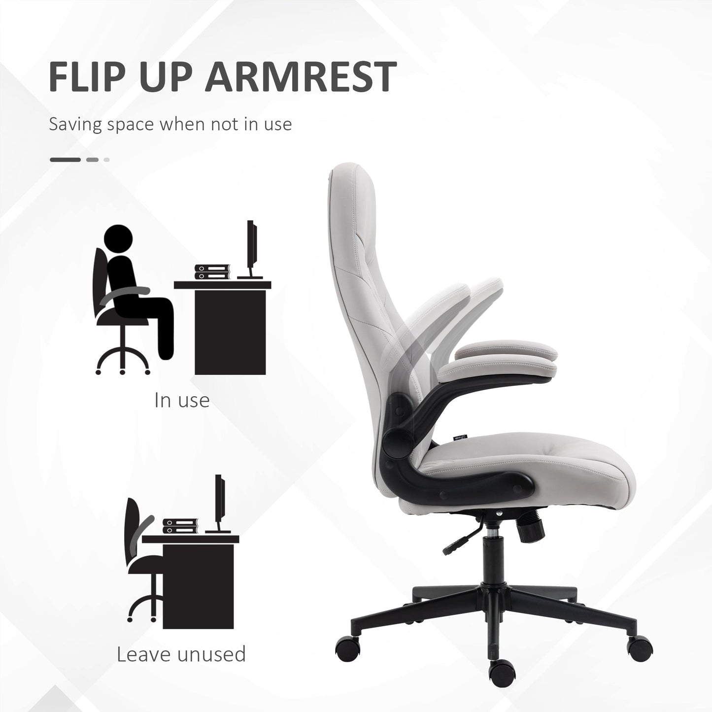 Ergonomic office chair with overturning armrests and adjustable height, 67x70x112-122 cm, Grey