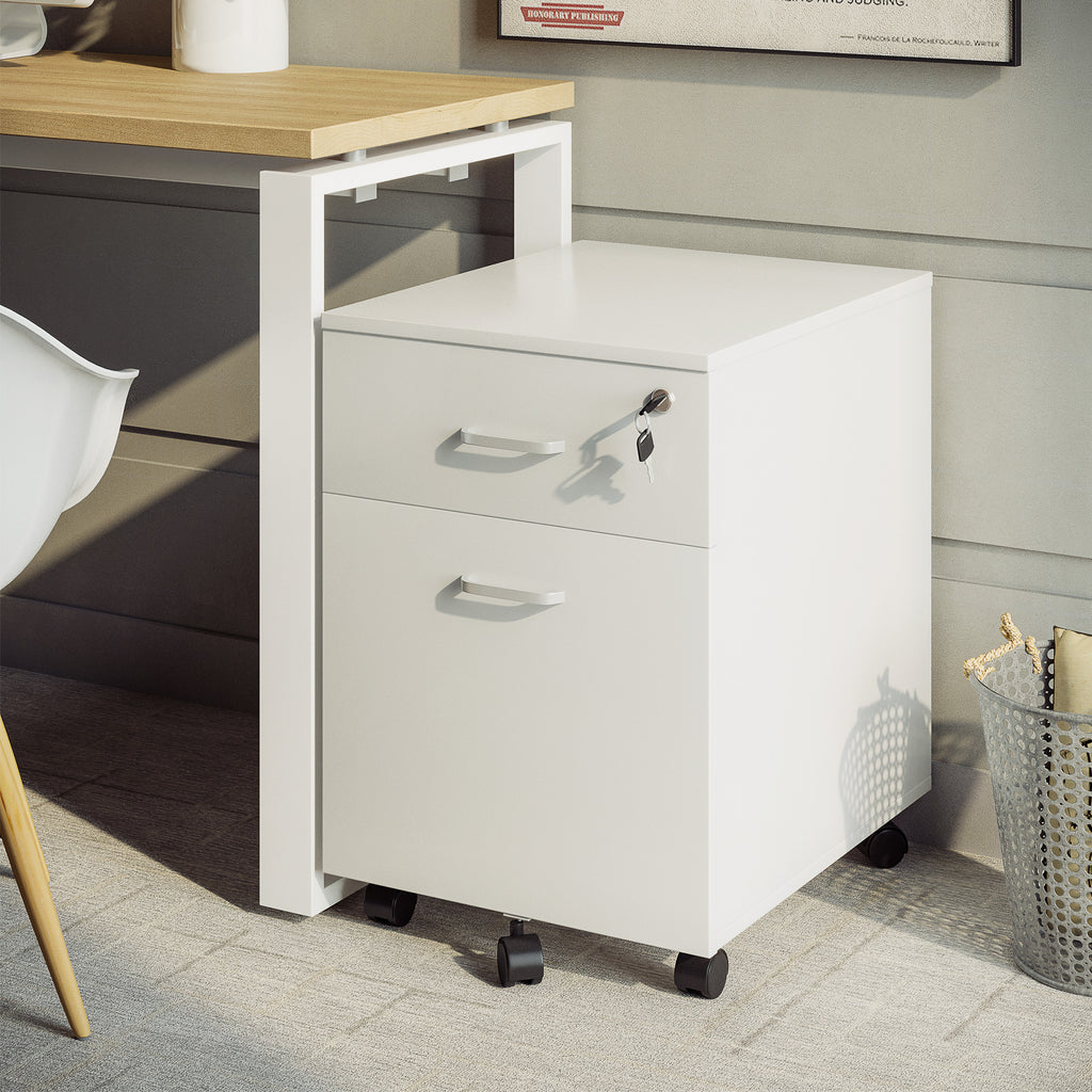 Vinsetto White Lockable 2-Drawer File Cabinet - Borgè