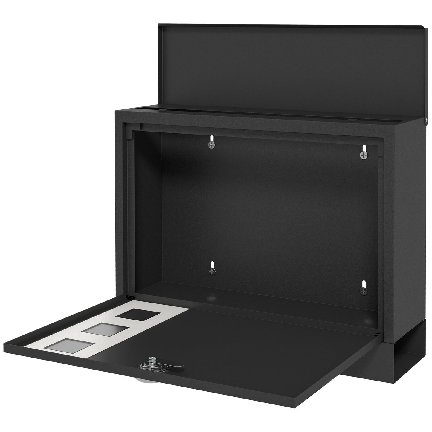 Homcom metal mailbox with 2 safety keys, 3 windows and drainage hole, 36.5x11.5x29 cm, black - Borgè