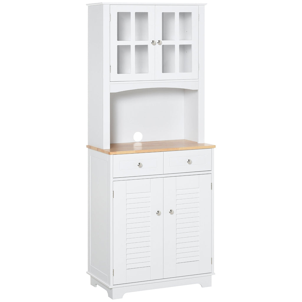 High Credenza For Kitchen, White Wood Buffet Mobile, Classic style, white, 68x39.5x170cm - Borgè