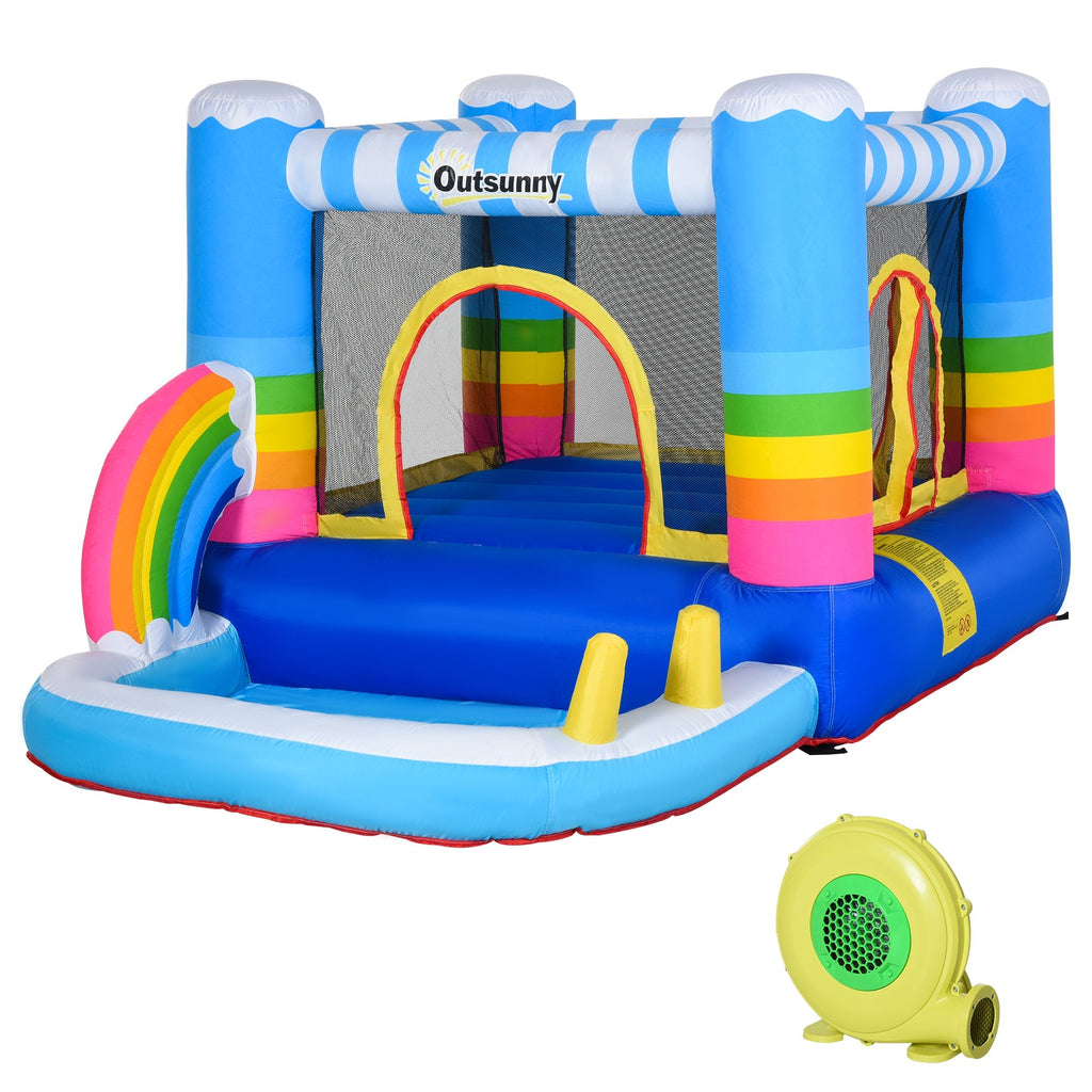 Inflatable Castle for Children with Trampoline and Pool, Electric Pump Included 280x170x155cm, Multicolor - Borge' Group Limited