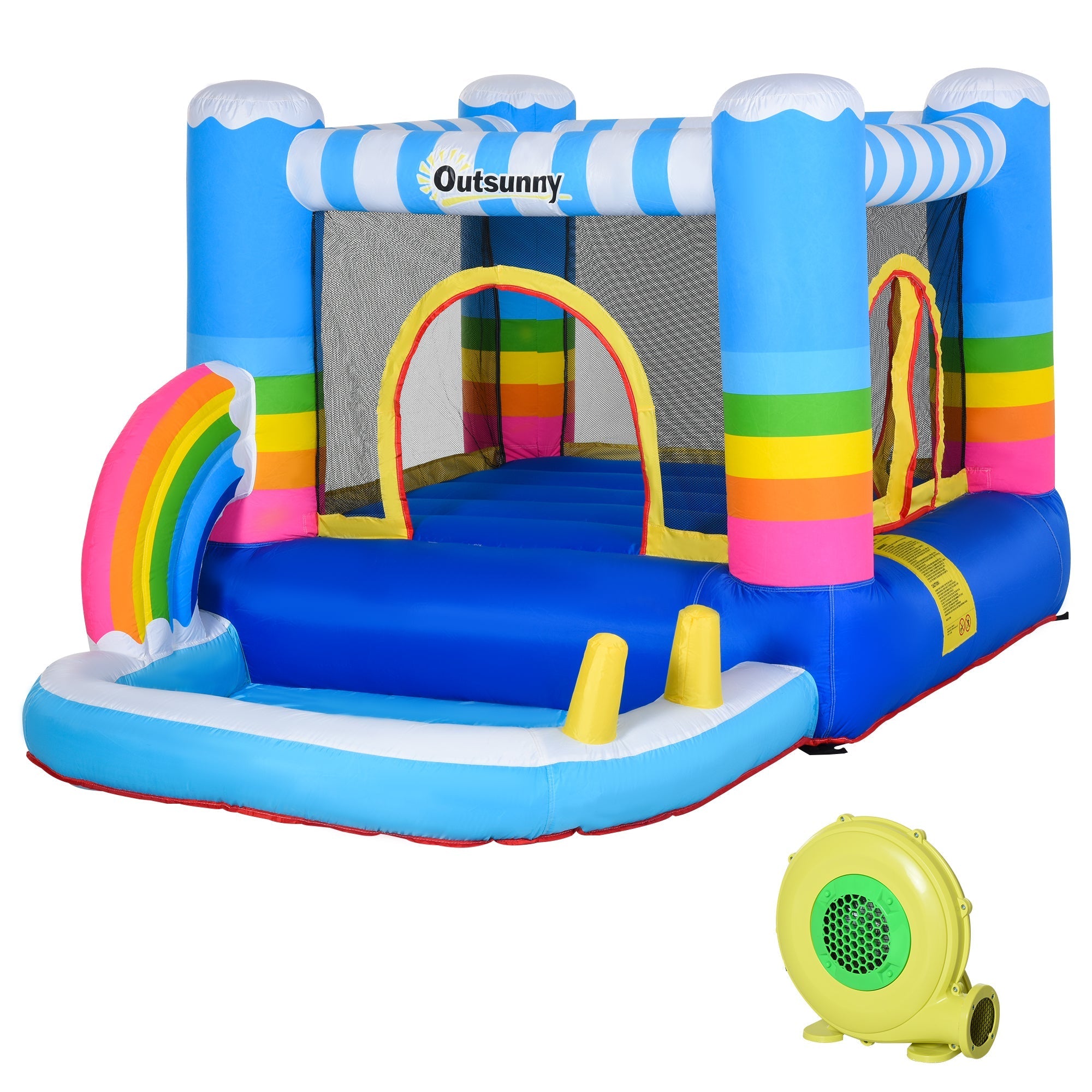 Inflatable Castle for Children with Trampoline and Pool, Electric Pump Included 280x170x155cm, Multicolor - Borge' Group Limited