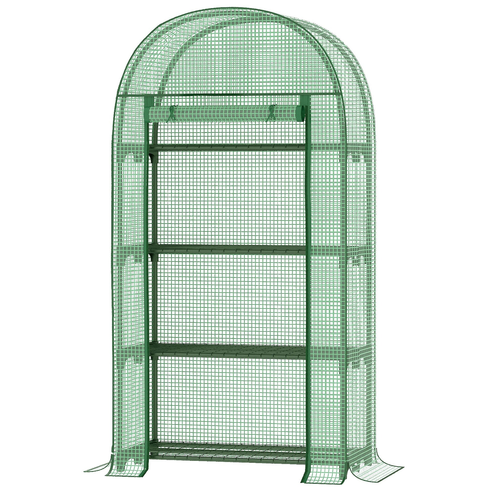 Outsunny Garden greenhouse with metal shelves, pear coverage and roller rack 80x49x160cm, green - Borgè