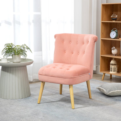 Modern chair for living room and dining room with padded seat and velvety fabric, 60x66x79 cm, pink - Borgè