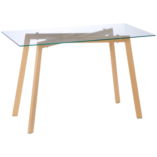 rectangular dining table for 4 people max, in steel with tempered glass top, 120x60x76 cm - Borgè