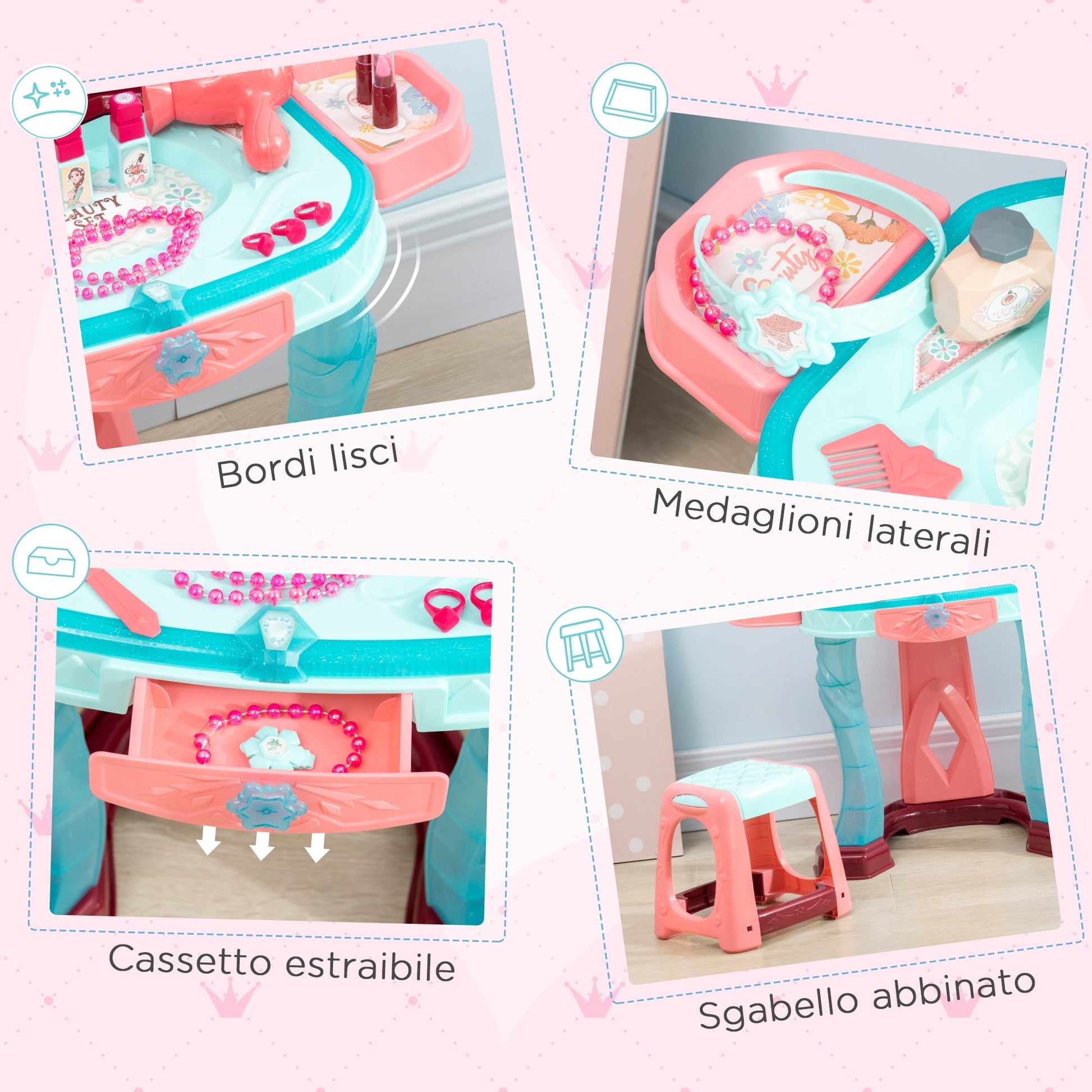 Makeup/Vanity Table with Accessories for 3-6 year Children - Borgè