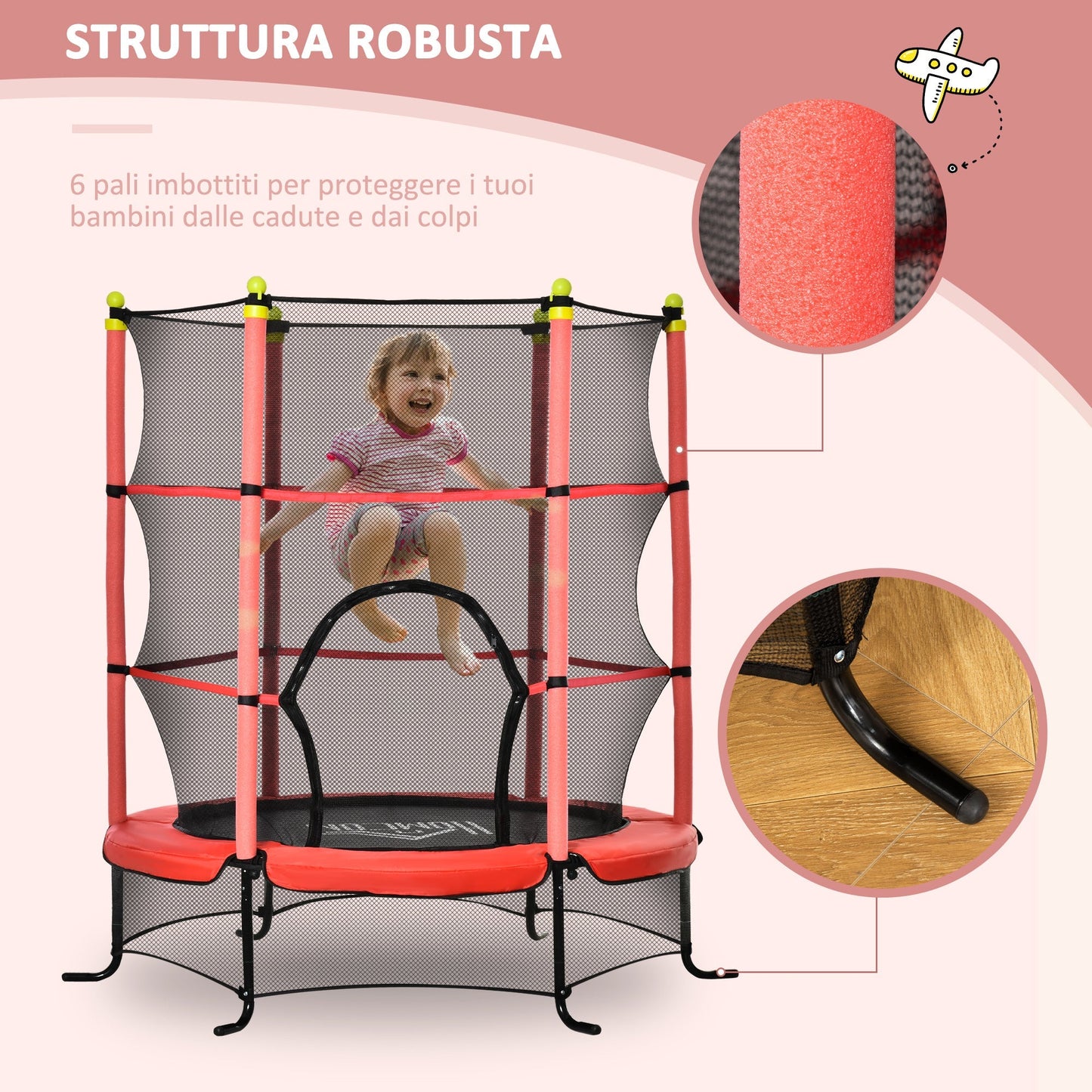 Trampoline 3-6 years with Safety Net | ?163x163cm - Borgè