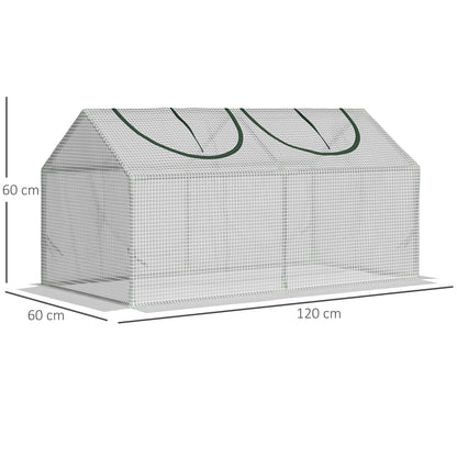 Outsunny Mini Garden greenhouse with 2 roller shutters and pear covers, 119x60x60cm, white - Borgè