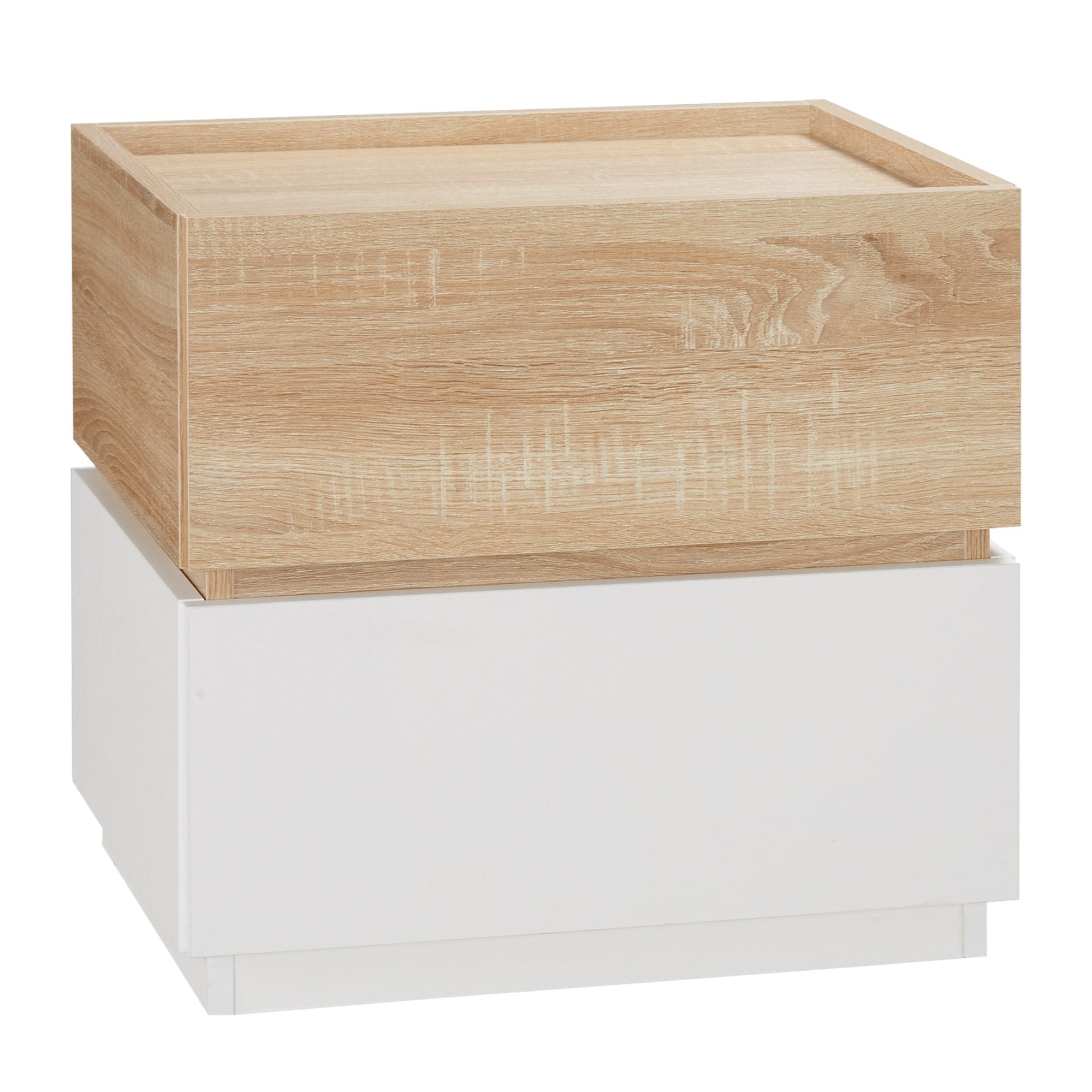 bedside table with 2 wooden drawers, modern and stackable design, 50x40x47.5cm - Borgè