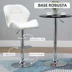 Set 2 swivel bar stools with adjustable height, similar coating and round base - white - Borgè