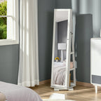 swivel mirror for bedroom with 2 keys, in white and glass wood, 38x38x160 cm - Borgè