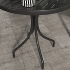 Outsunny round garden table with steel slat top, Ã˜66x71.5cm, black - Borgè