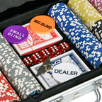 SportNow Set Poker for 9-10 players with 500 chips, 2 decks of cards and 5 dice, aluminum and polyester - Borgè
