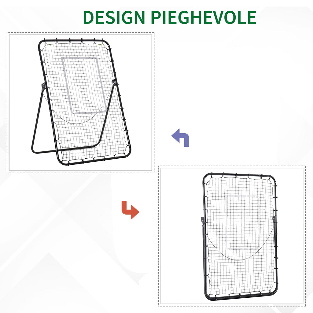 Folding Rebound Football Football Network with Targeable Target, Height and Angolars, Metal and PE, 123x73x178.5cm, Black - Borgè