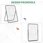 Folding Rebound Football Football Network with Targeable Target, Height and Angolars, Metal and PE, 123x73x178.5cm, Black - Borgè