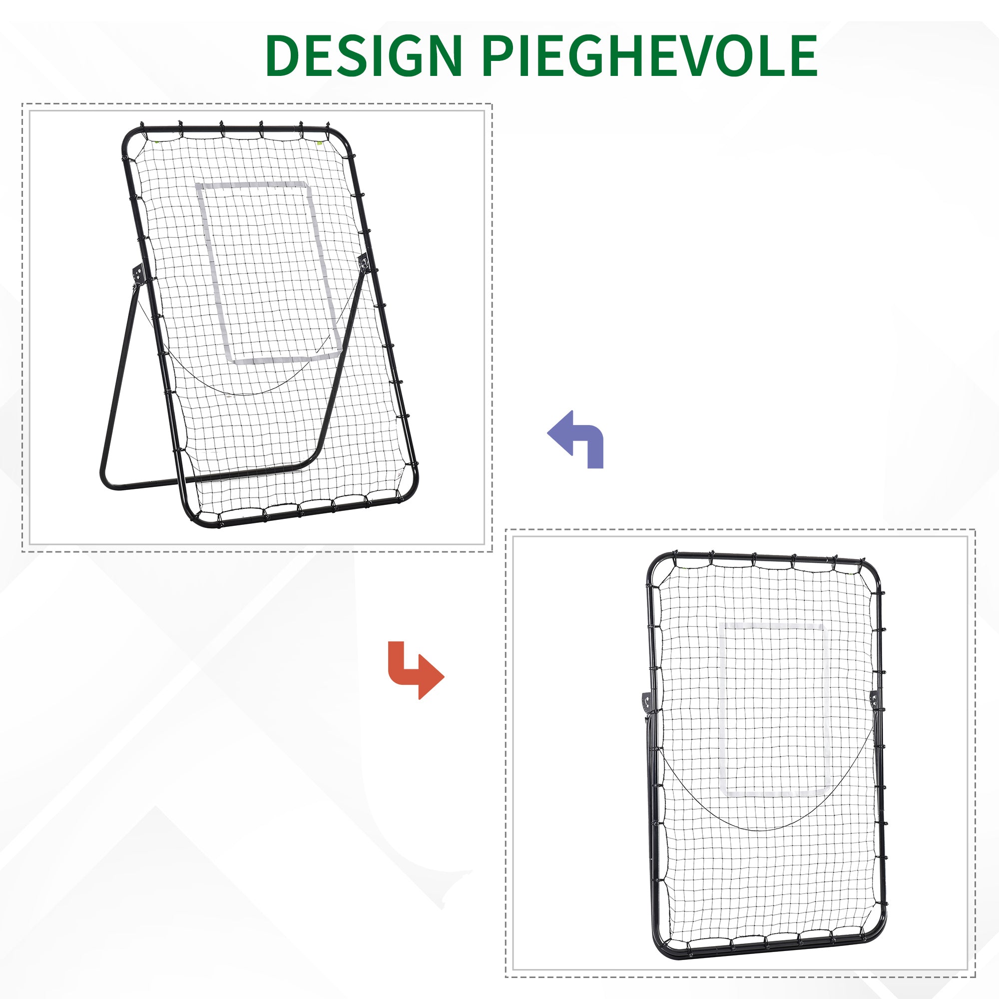 Folding Rebound Football Football Network with Targeable Target, Height and Angolars, Metal and PE, 123x73x178.5cm, Black - Borgè