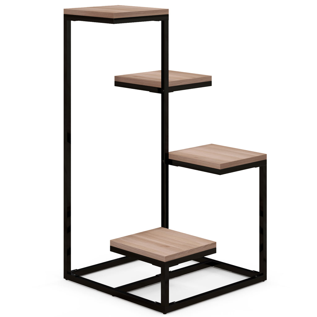 Outsunny shelf for 4 -level plants in steel and wood, 40x40x75.5 cm, brown and black - Borgè