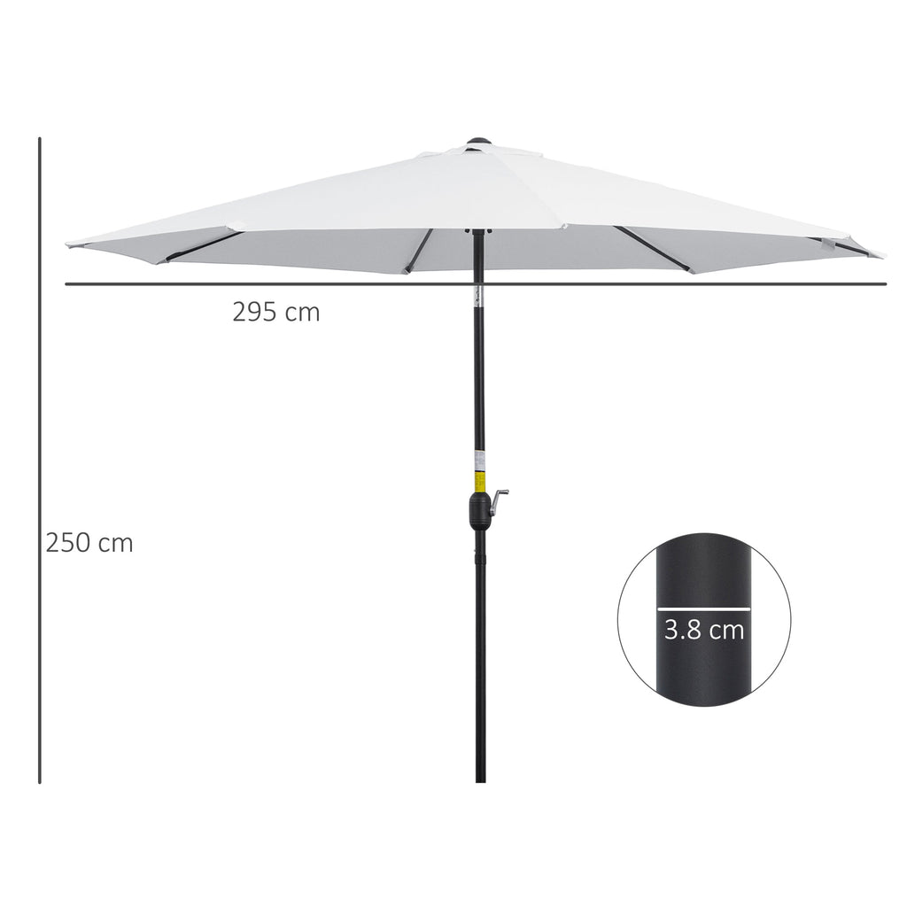Garden Umbrella 3x2.5 m Tiltable with Removable Pole, in Metal and White Polyester - Borge' Group Limited
