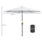 Garden Umbrella 3x2.5 m Tiltable with Removable Pole, in Metal and White Polyester - Borge' Group Limited