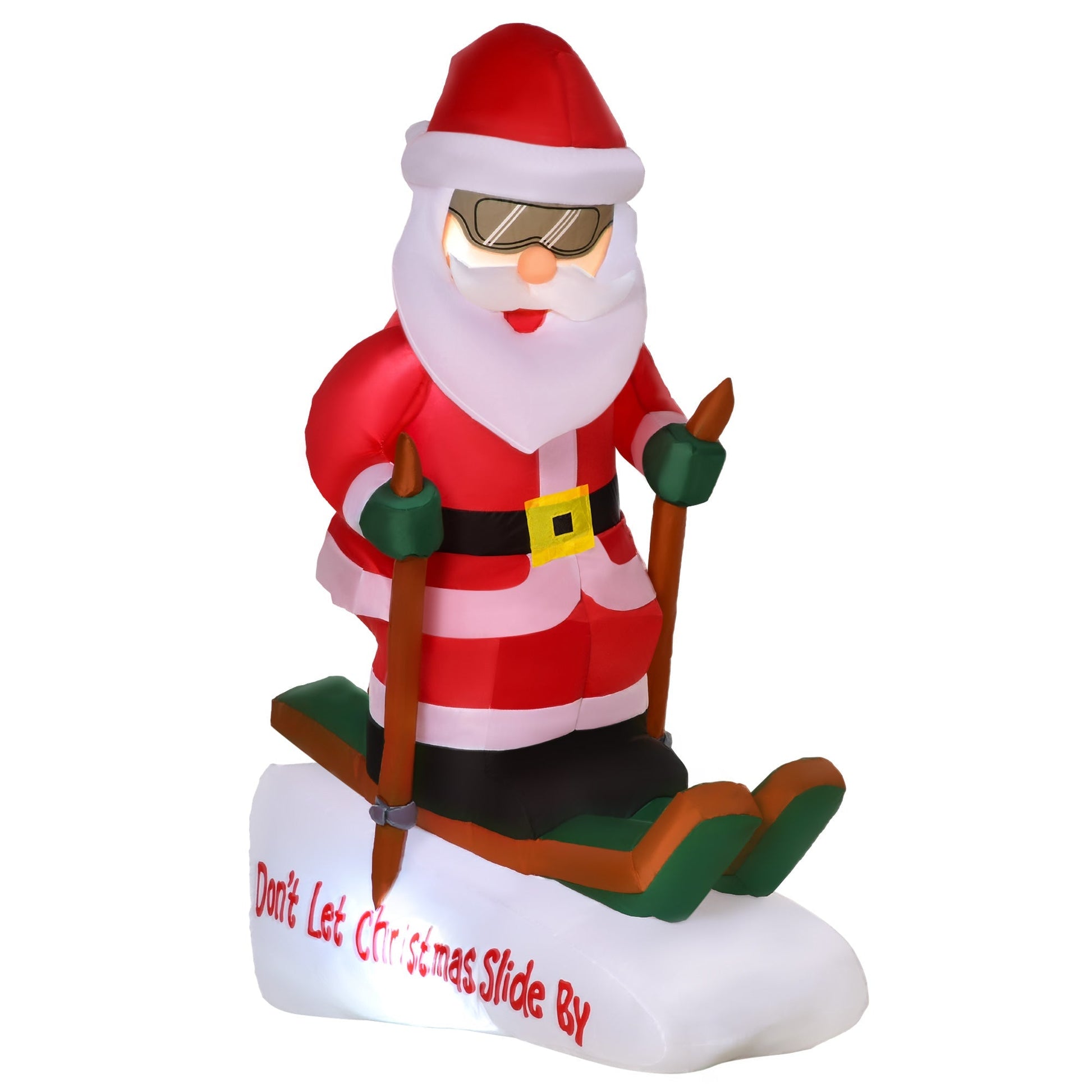 Santa Claus inflatable outdoor on skis with LED lights and swollen supplied - multicolor - Borgè