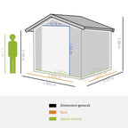 Galvanized Steel Garden Shed, Double Sliding Door and 4 Vents 2x1.5x1.9m - Borge' Group Limited