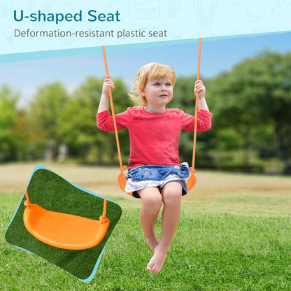 Outsunny swing for children 3-8 years as a garden in steel and pe with seat and pickets, 163x145x181 cm