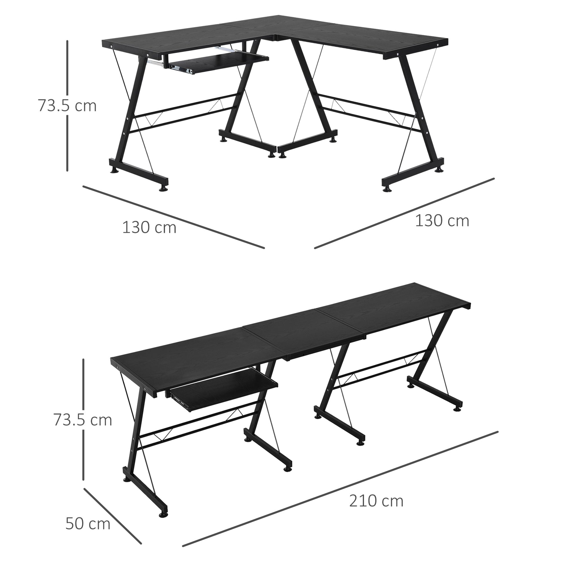 Desk convertible corner multi -show wood and black steel - Borgè