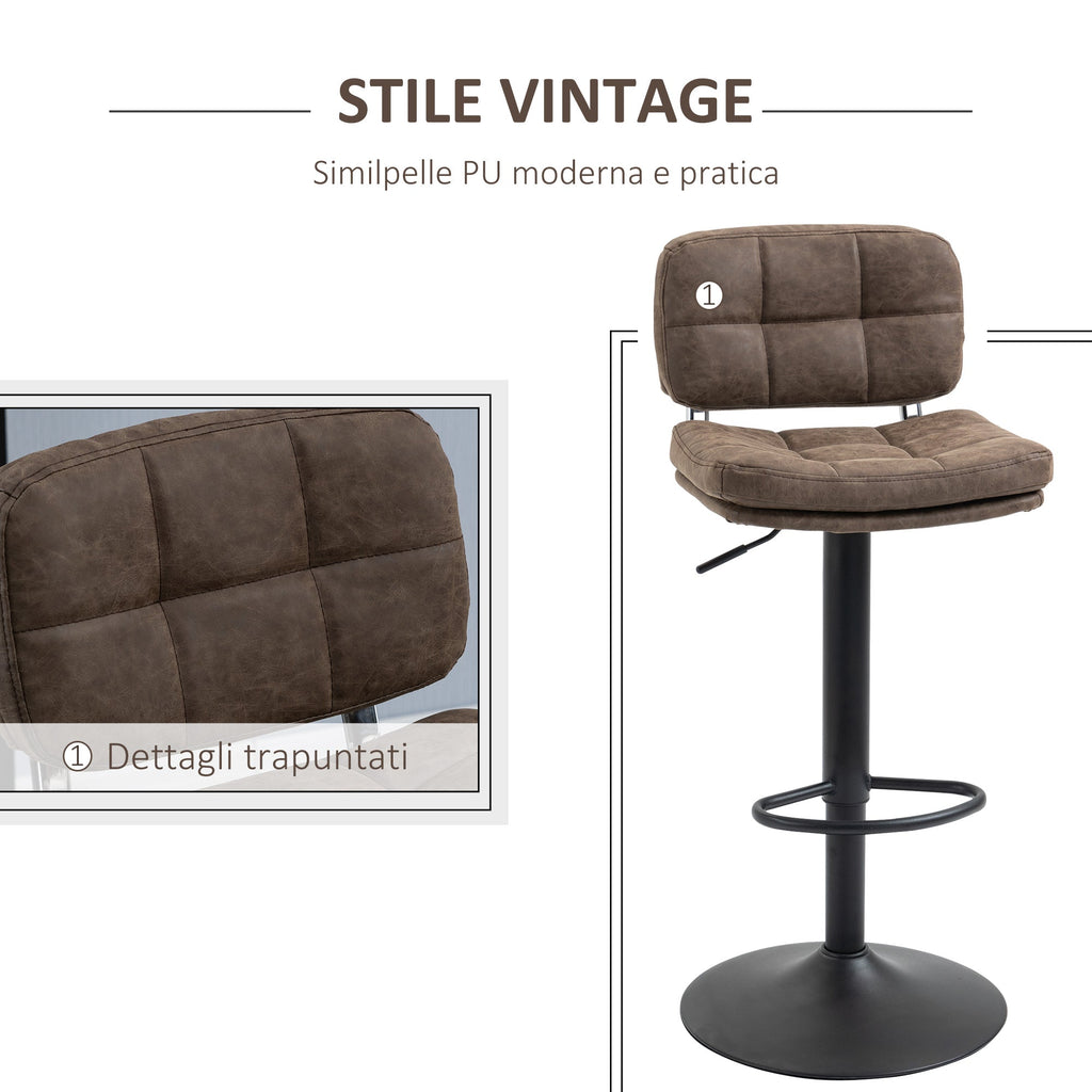 Set 2 swivel bar stools with adjustable height similar and padding - brown - Borgè