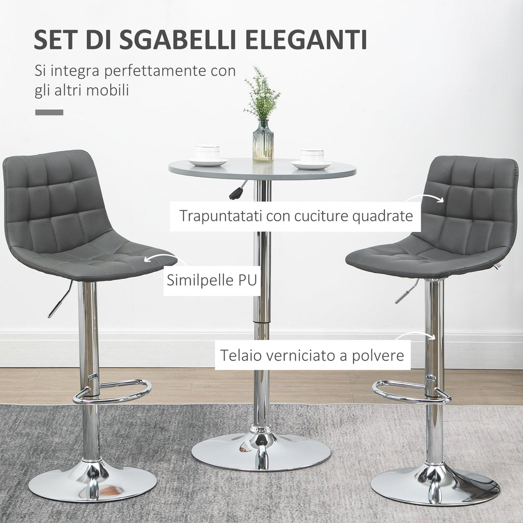 Set 2 swivel bar stools in like backs and backs, 42x45x89-110cm, Grey - Borgè