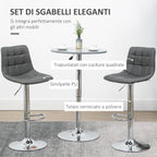 Set 2 swivel bar stools in like backs and backs, 42x45x89-110cm, Grey - Borgè