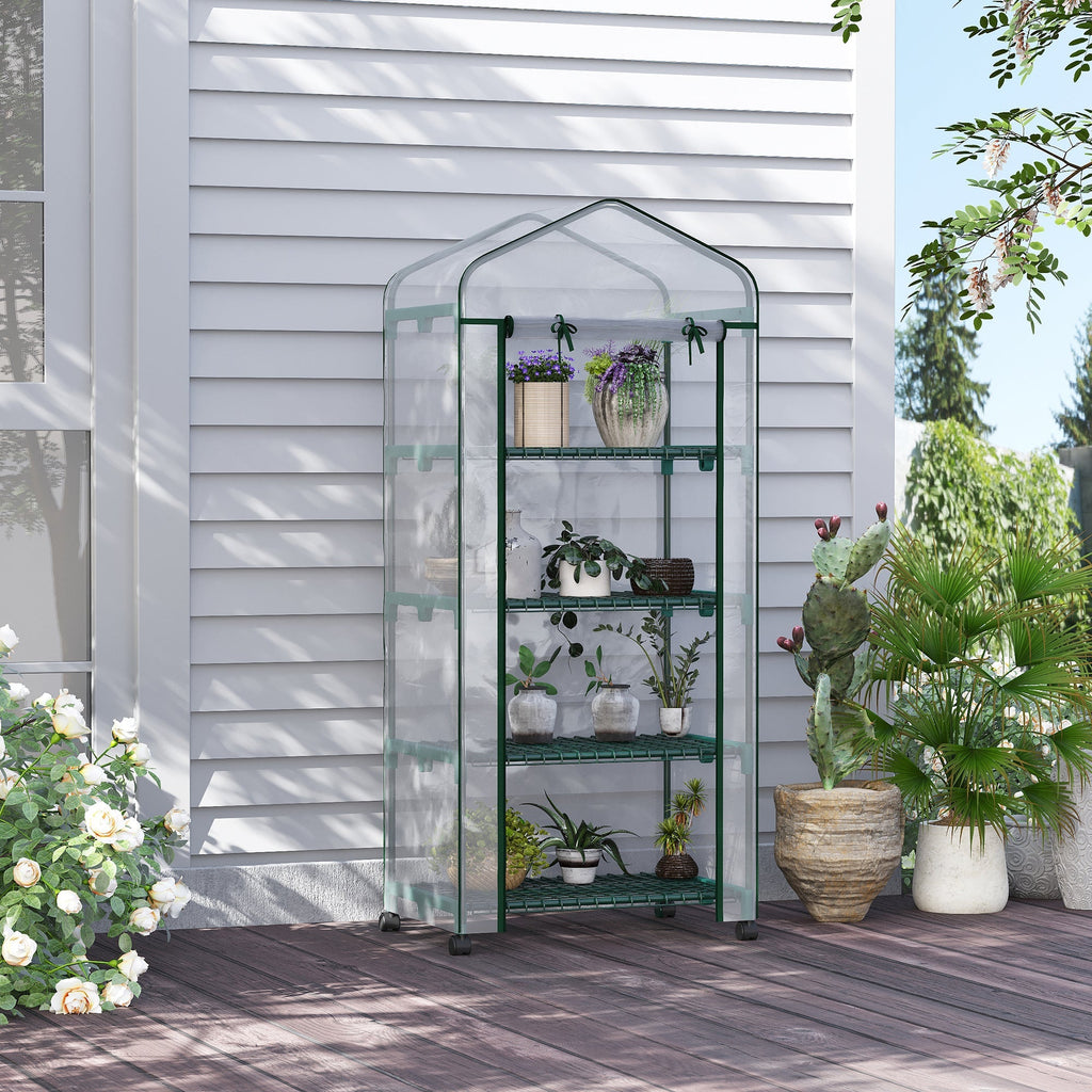 Vertical Plant Greenhouse with 4-Tier Shelf in Steel and White PVC, 69x50x165cm - Borge' Group Limited