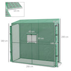 Outsunny Wall Garden greenhouse with 2 roller shown doors and covers in PE Anti UV, 200x80x200cm, Green - Borgè